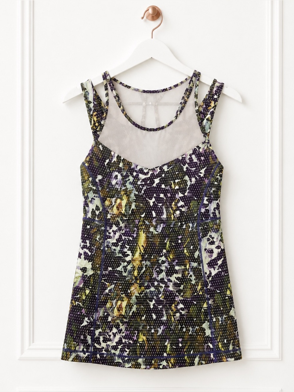 Lululemon $64 Womens Size 2 Running in the City Strappy Floral Mesh Tank Top